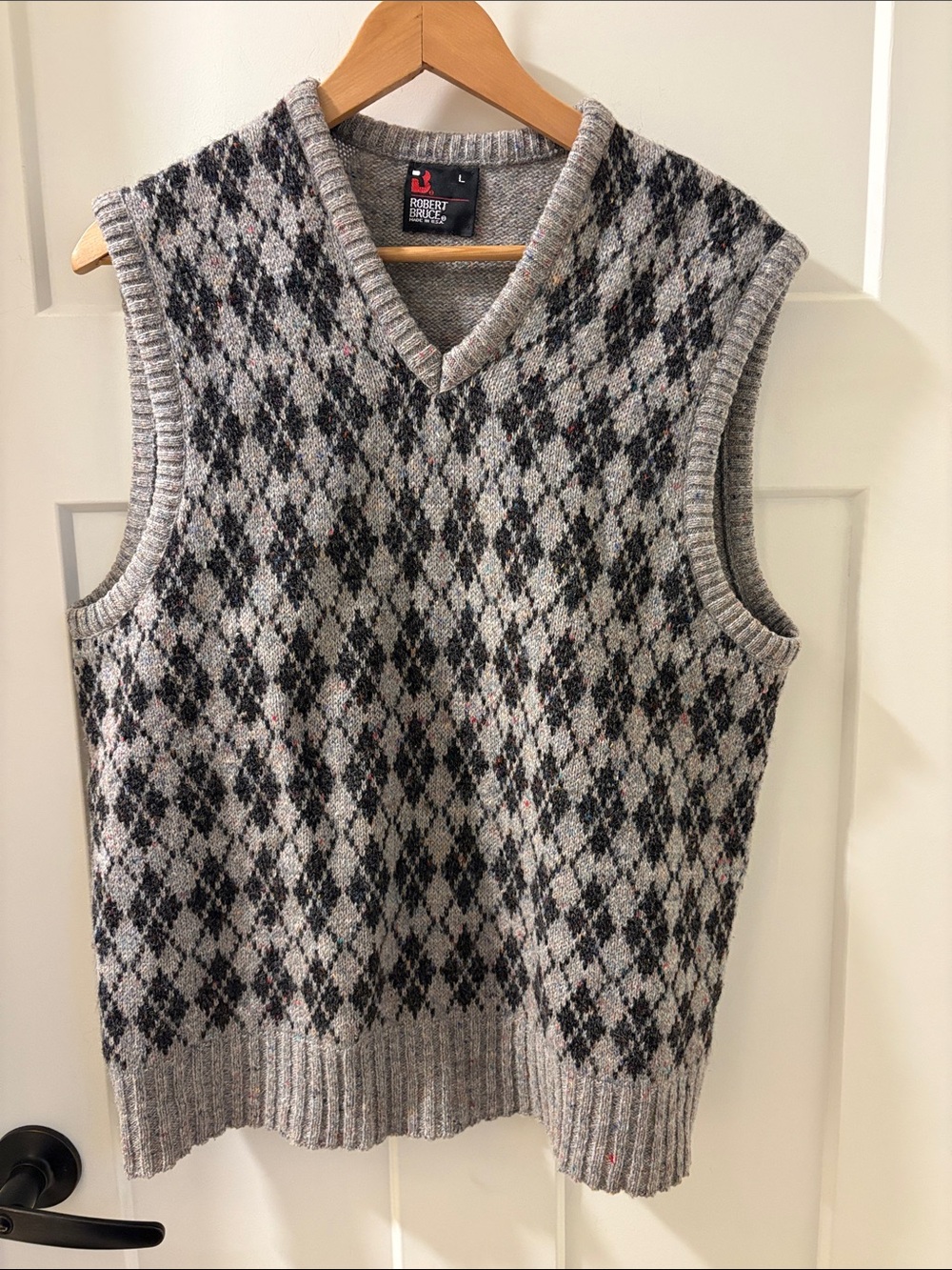 Vintage Robert Bruce Argyle Confetti Knit Sweater Vest